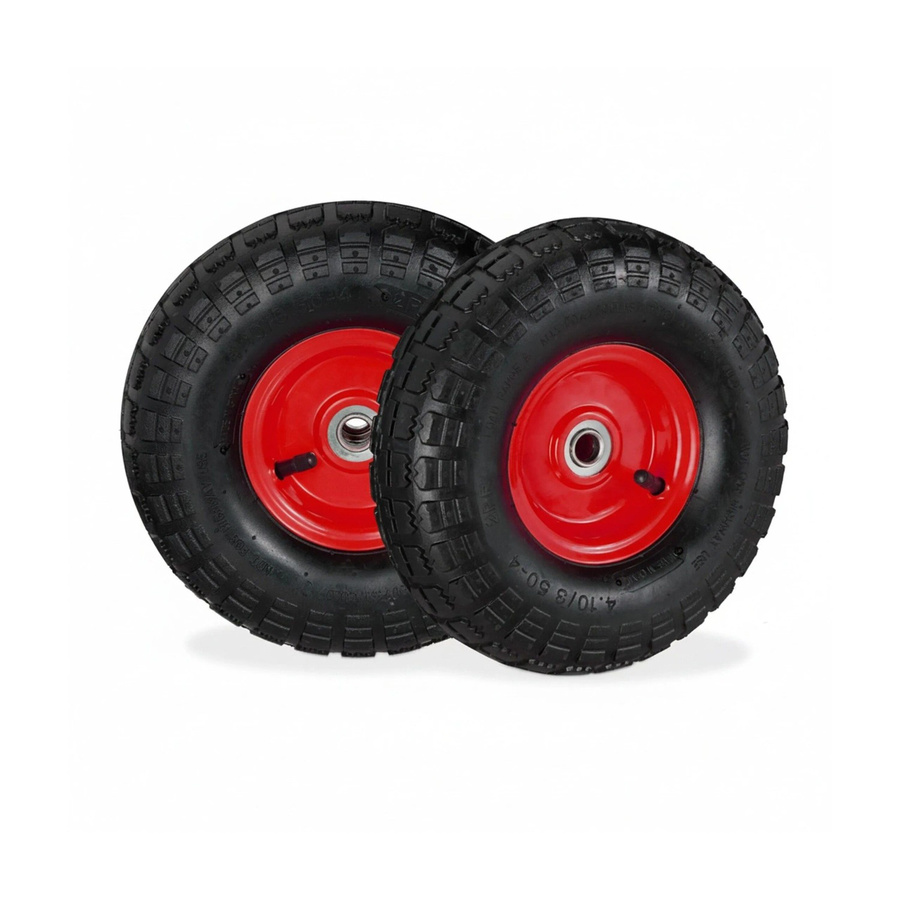 Relaxdays Sackkarrenräder aus Gummi und Stahl, luftbereift und kugelgelagert, 2er Set, Farbe: Schwarz/Rot, B/T/H: 26 x 8,5 cm - Bild 2