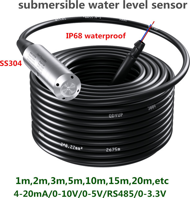XUYANGQIDIAN Tauch-Wasserstandssensor mit RS485-Schnittstelle für 0-5m Messbereich und 0-10V oder 4-20mA Ausgang in Silber - Bild 1