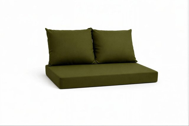 Setgarden Triple Outdoor Palettenkissen Set in Grün mit Sitzkissen und 2 Rückenkissen, B/T/H: 120 x 40 x 10 cm sowie 60 x 50 cm - Bild 1