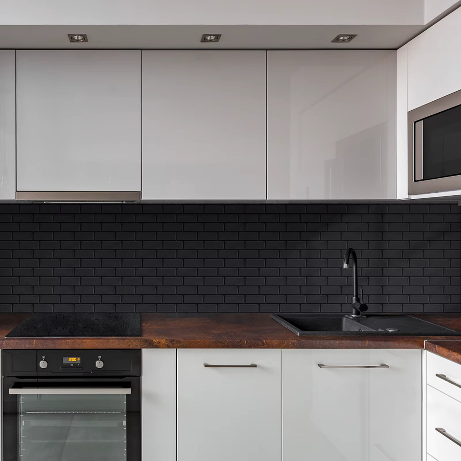 Vividtiles Selbstklebende Küchenfliesen Tapete im Bauernhaus-Design, Schwarz - Bild 4