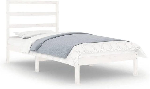 vidaXL Massivholzbett aus Kiefernholz in Weiß, modernes Singlebett B/T/H: 90 x 190 cm - Bild 1