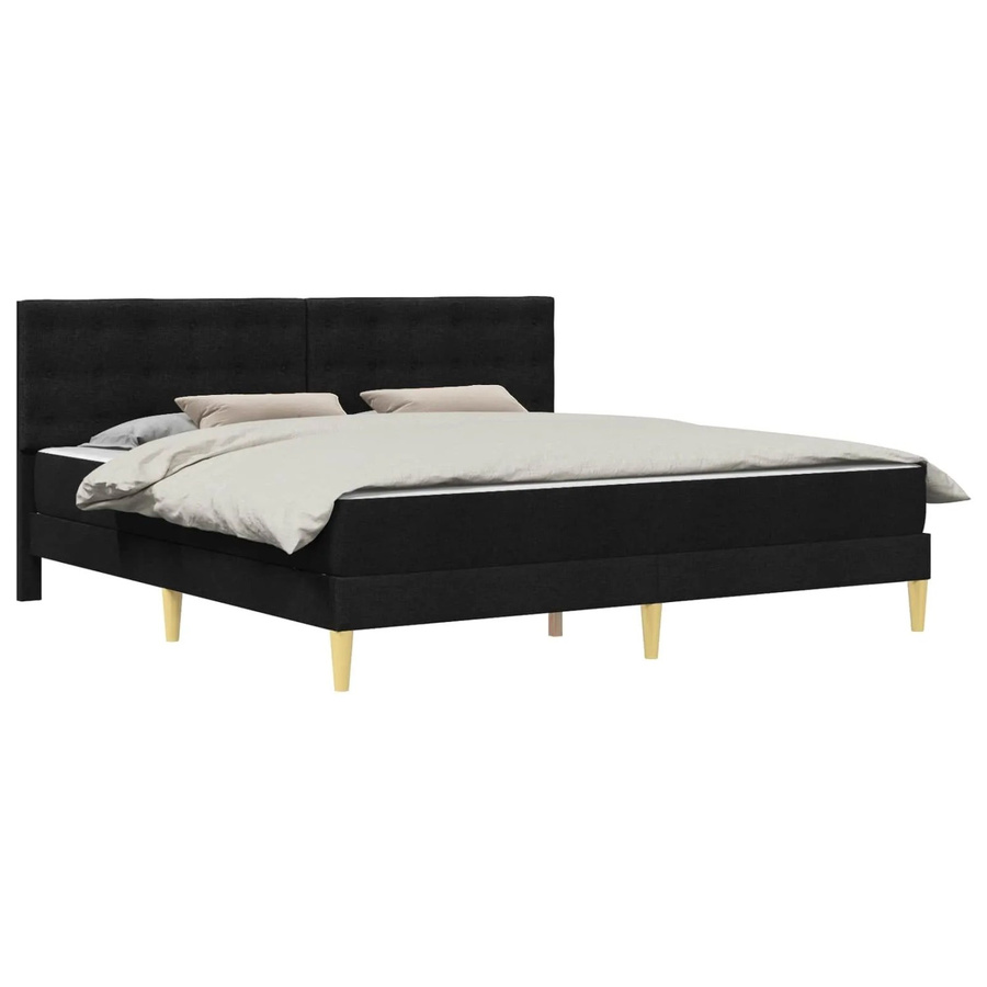 vidaXL Bettgestell mit Matratze in Schwarz, modern gepolstert aus Stoff und Holz, B/T/H: 180 x 200 x 184 cm - Bild 2