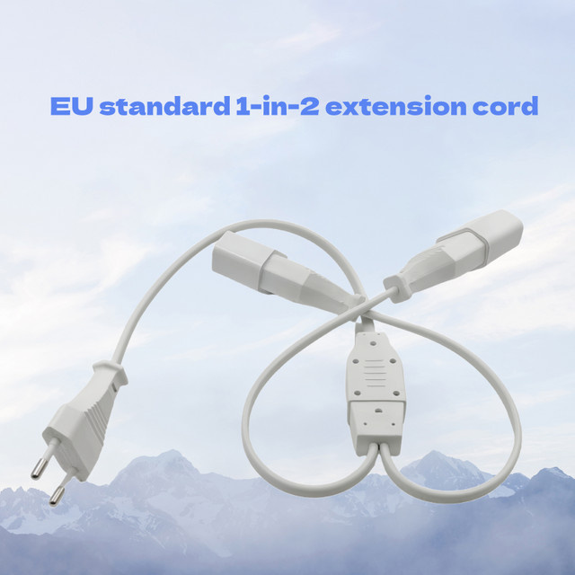 NXXQHH EU-Standard Gerades 1-zu-2 Stromverlängerungskabel für Fernseher und Beleuchtung, 2,5A/250V, Schwarz und Weiß - Bild 1