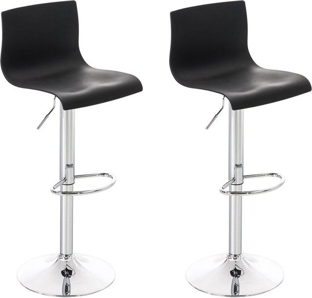 TPFLiving 2er Set Barhocker Hope in Schwarz mit Chromoptik Metallgestell und Kunststoff-Sitzfläche, 360 Grad drehbar - Bild 1