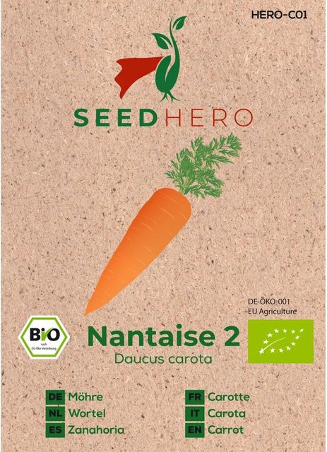 Seedhero BIO Möhre Nantaise Gemüsesamen für den Freilandanbau, 14 g - Bild 1