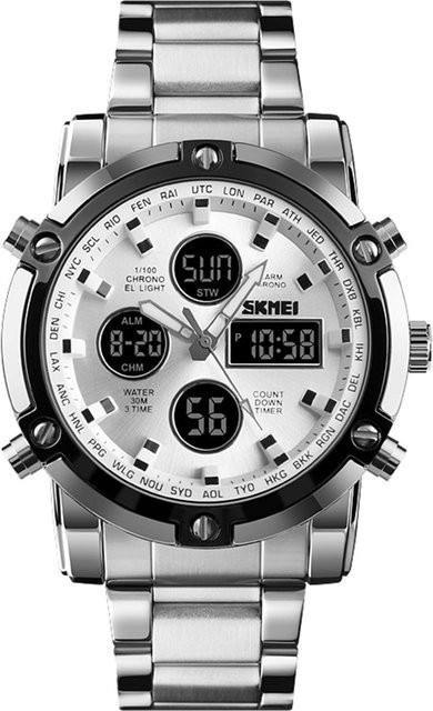 Skmei Digitaluhr, Edelstahl, Silber, 48 mm, Herren - Bild 1