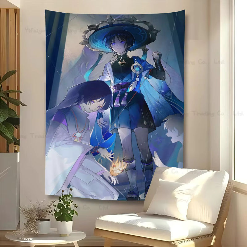Genshin Impact Scaramouche Wandteppich mit floralem Hippie-Design in Mehrfarbig, B/H: 70 x 50 cm - Bild 4