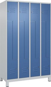 C+P Z-Spind Classic PLUS mit 8 Fächern, Füße, Zylinderschloss, Grau/Blau, H x B x T: 195 x 120 x 50 cm - Bild 1