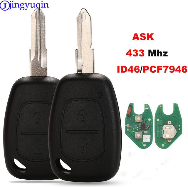 Jingyuqin 1-Tasten Auto-Fernbedienung für Renault Master Kangoo Clio Twingo Vac102 Blade PCF7946 ID46 Chip 433MHz - Bild 1
