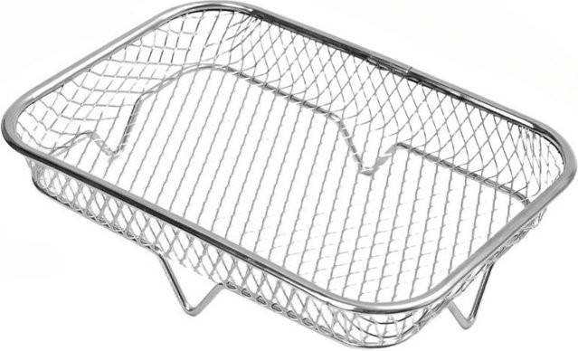 FEB.WIND Edelstahl Grill Korb für Heißluftfritteuse, stapelbares Antihaft-Ablaufkörbchen in Silber - Bild 1
