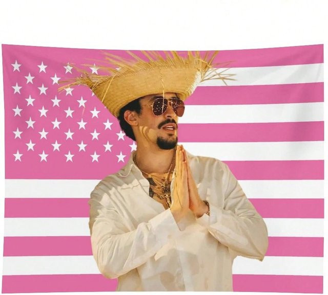 Bad Bunny Kubanische Flagge Wandteppich von JMG Household Supplies in Rosa, Polyester Wandbehang mit 2D-Druck, Breite: 40 cm, Höhe: 60 cm - Bild 1