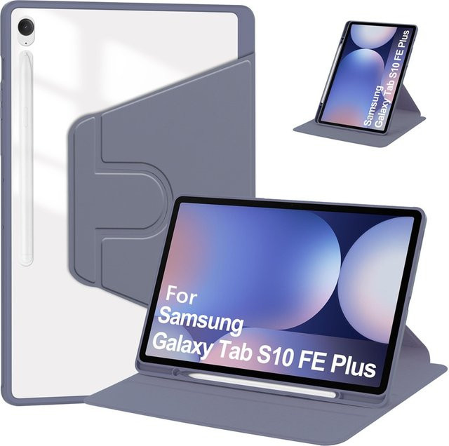 Samsung Galaxy Tab S10 FE Plus und S10 FE Hülle mit 360 Grad Drehung und Stifthalter in Schwarz - Bild 1