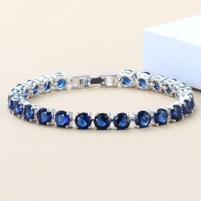 Armband Armreif, Kupfer, Blauer Zirkonia, gray, Damen - Bild 1