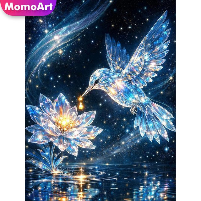 Momoart Diamant-Stickerei DIY Set mit Vogel und Blumen als Mosaik-Kunstwerk in Multicolour, B/H: 30 x 30 cm - Bild 1