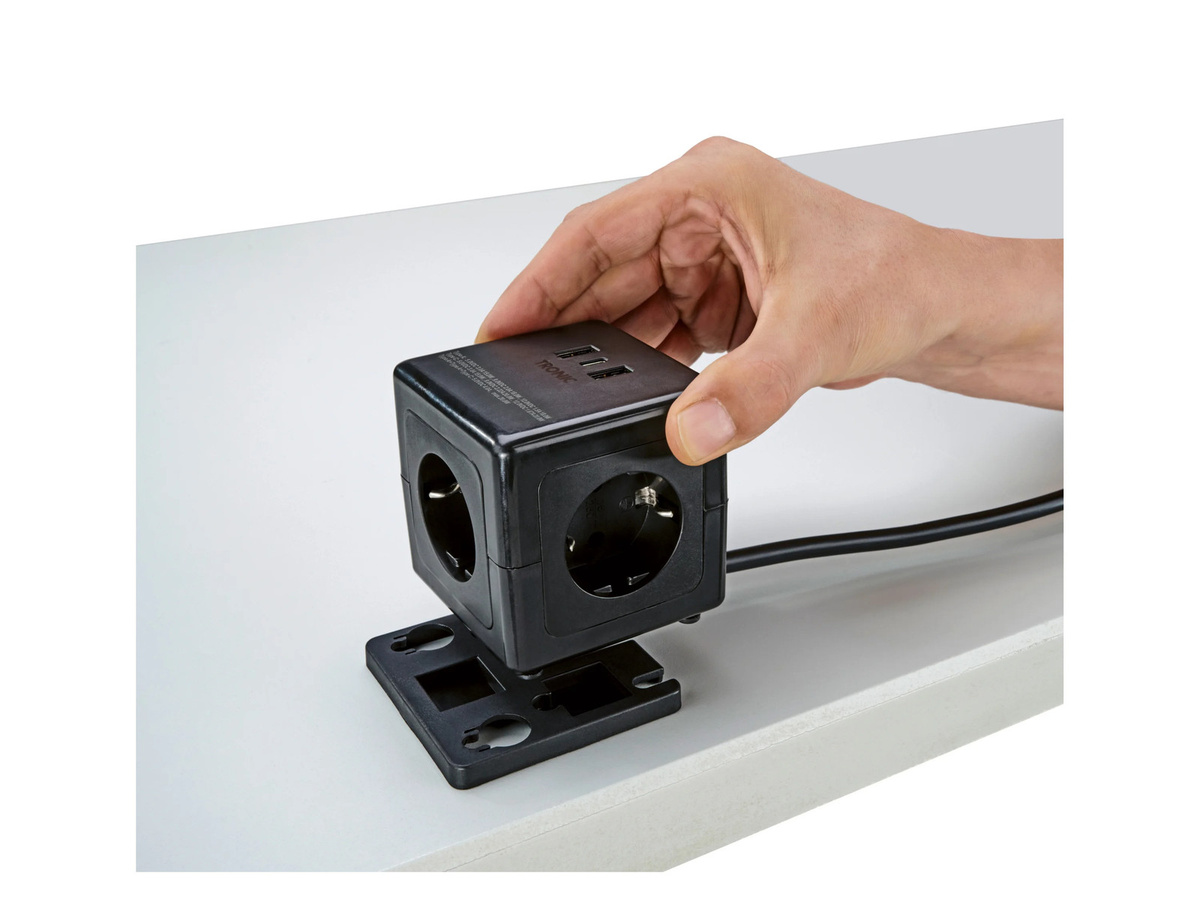 TRONIC Steckdosenwürfel mit USB-Ports in Schwarz - Bild 2