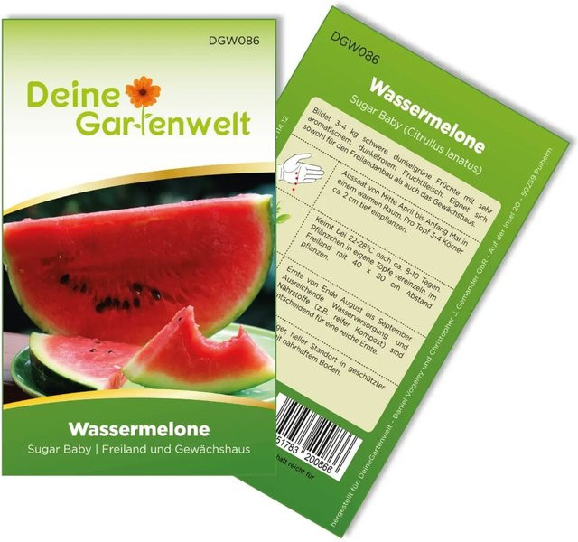 Deine Gartenwelt Wassermelonen Sugar Baby Samen für Freilandanbau und Gewächshaus - Bild 1
