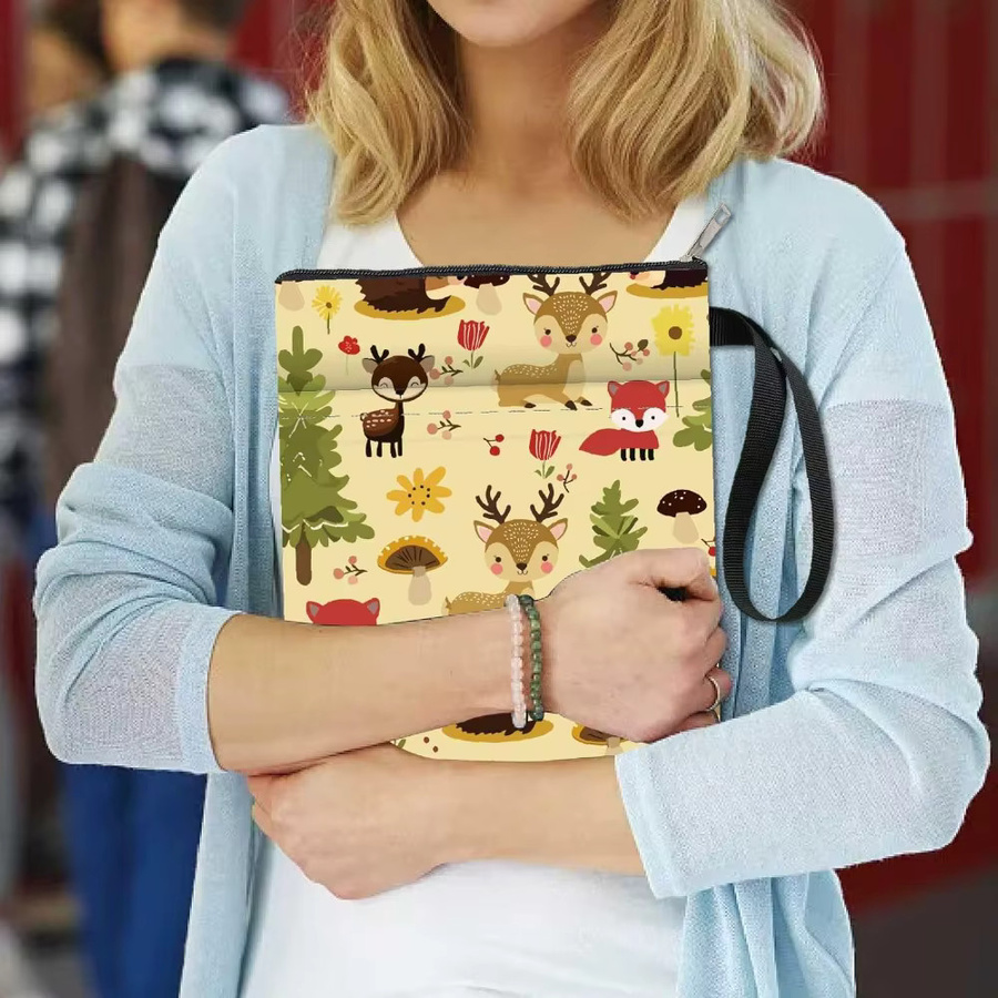 Waschbare Waldbuchhülle mit Reißverschluss und extra Hülle in Multicolour mit Igel, Fuchs und Hirsch Motiven - Bild 5