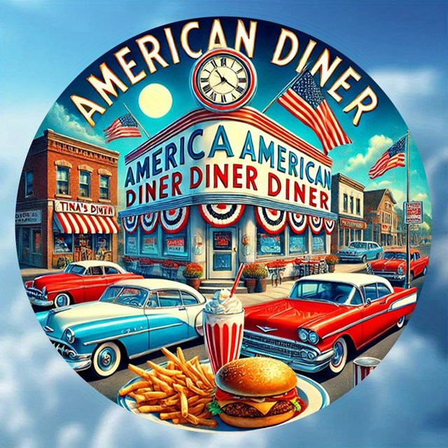 Retro Aluminiumschild Potdemiel im amerikanischen Restaurant-Stil, rund, mehrfarbig, Durchmesser: 20,32 cm - Bild 1
