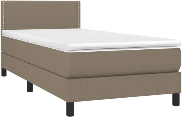 vidaXL Boxspringbett mit Matratze in Beige, Hybrid-Bett mit LED-Unterbettbeleuchtung und USB-Ladeport, B/T: 90 x 190 cm - Bild 1