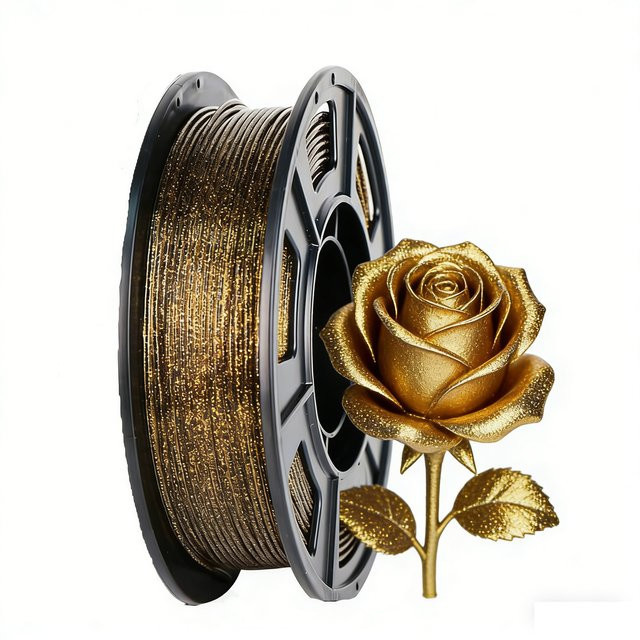 Filajoy3D Galaxy Glitter PLA Filament 1,75mm für FDM-Drucker, Schwarz Glitzer Gold, 250g/500g - Bild 1