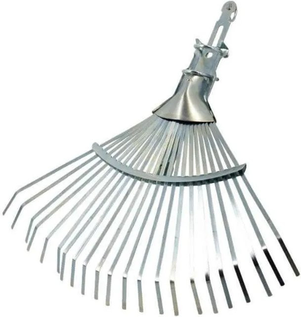 Galaflor Laubbesen aus verzinktem Metall mit 27 Zinken, verstellbar von 27 bis 50 cm, Farbe Silber - Bild 1