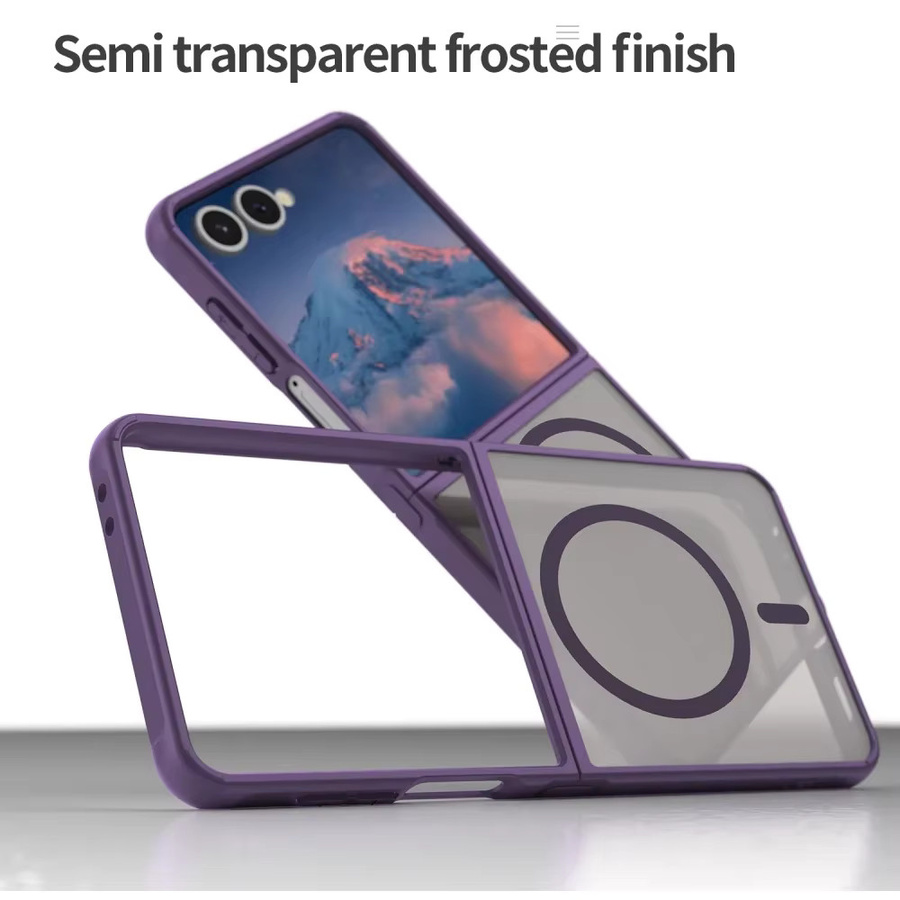 Magnetische MagSafe Schutzhülle für Samsung Galaxy Z Flip 7 6 5 4 3 in Matt Transparent Blue Purple, ultradünne und stoßfeste Abdeckung für kabelloses Laden - Bild 4