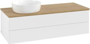 V&B Waschtischunterschrank Antao mit Beleuchtung, Farbe Weiß, Eiche Honig, B/T/H: 120 x 50 x 36 cm - Bild 1