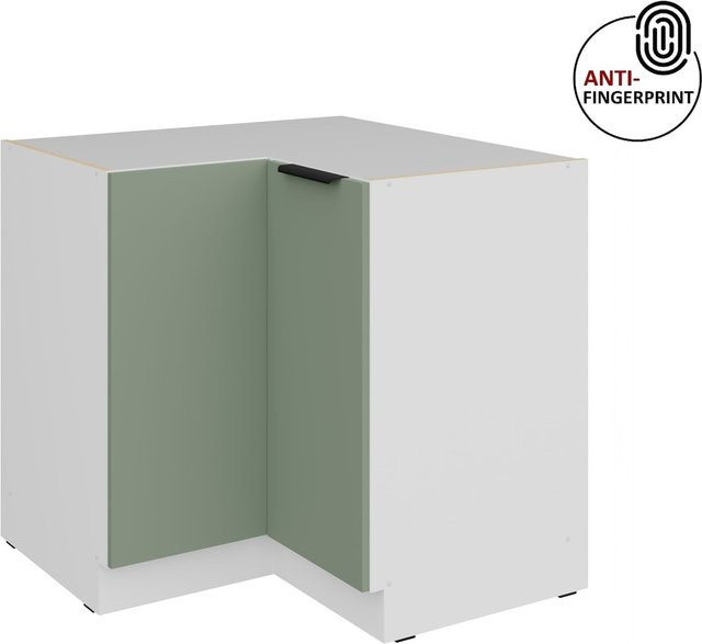 Küchen Eckschrank ARIA in Aquamarin matt mit Anti-Fingerprint-Oberfläche, B/T: 90 x 90 cm - Bild 1