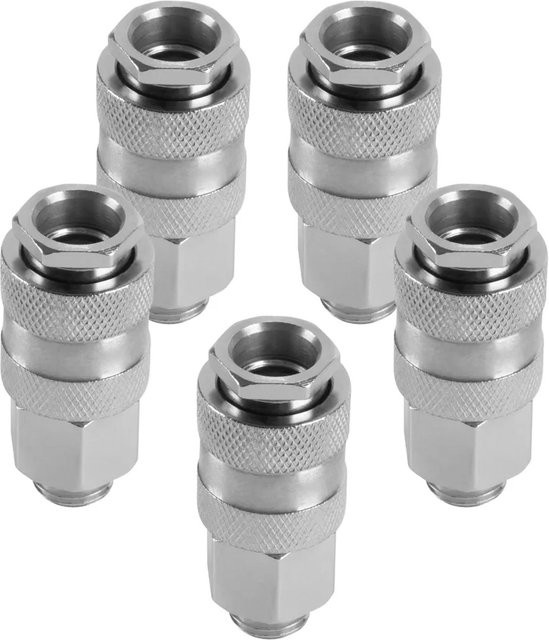 STAHLWERK 5er Set Druckluft-Schnellkupplung NW 7.2 mit 1/4 Zoll Außengewinde aus Messing in Silber - Bild 1