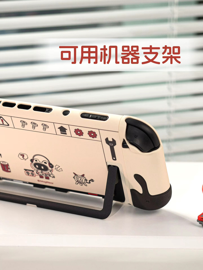 Bandai Switch 2 OLED Schutzhülle mit Katzenpfoten-Design in Weiß, geteilte Hartschale mit weichem Silikon-Griff und Dock-Kompatibilität - Bild 4