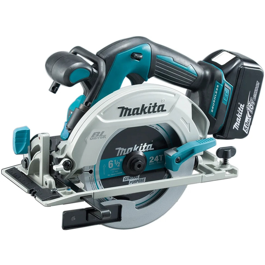 Makita Akku-Handkreissäge DHS680RTJ 18 V mit 5,0 Ah Akku, Schwarz-Grau-Türkis - Bild 2