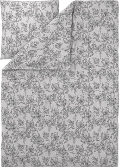 LIVARNO Renforcé-Bettwäsche Set in Grau/Weiß, bestehend aus 1x Bettdeckenbezug (135 x 200 cm) und 2x Kopfkissenbezug (80 x 80 cm - Bild 1