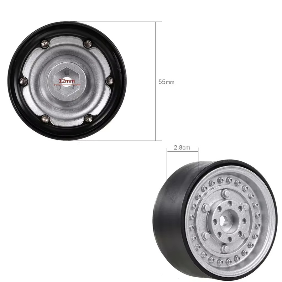 TIMEA Beadlock-Felge für 1/10 RC Crawler Auto, Metall, Gelb, Schwarz - Bild 2