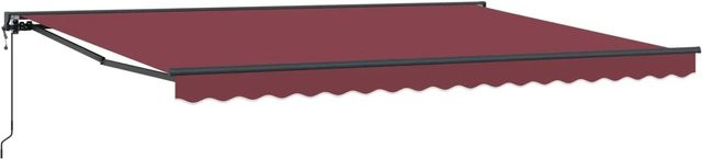 vidaXL Markise mit Semi-Cassette in Bordeauxrot, Wandmontage, B: 450 cm, T: 300 cm - Bild 1