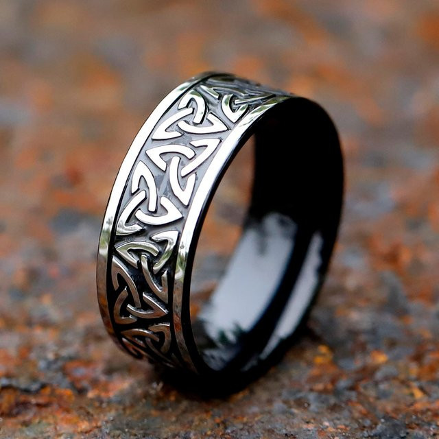 Ring Viking Keltischer Knoten, Edelstahl, Silber, Herren, Vintage - Bild 1