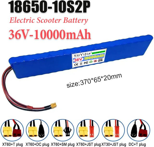 SUYIJIA Lithium-Ionen-Akku für Elektroroller, 36 V 10 Ah, 18650 Zellen, Blau - Bild 1