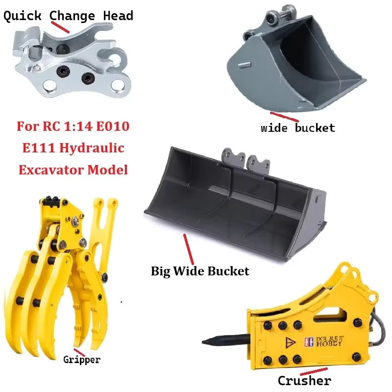 Double E EC160E Metall-Schnellwechsler, Baggerlöffel, Greifer, Hammer, Zubehör, 1:14, ab 14 Jahre - Bild 2
