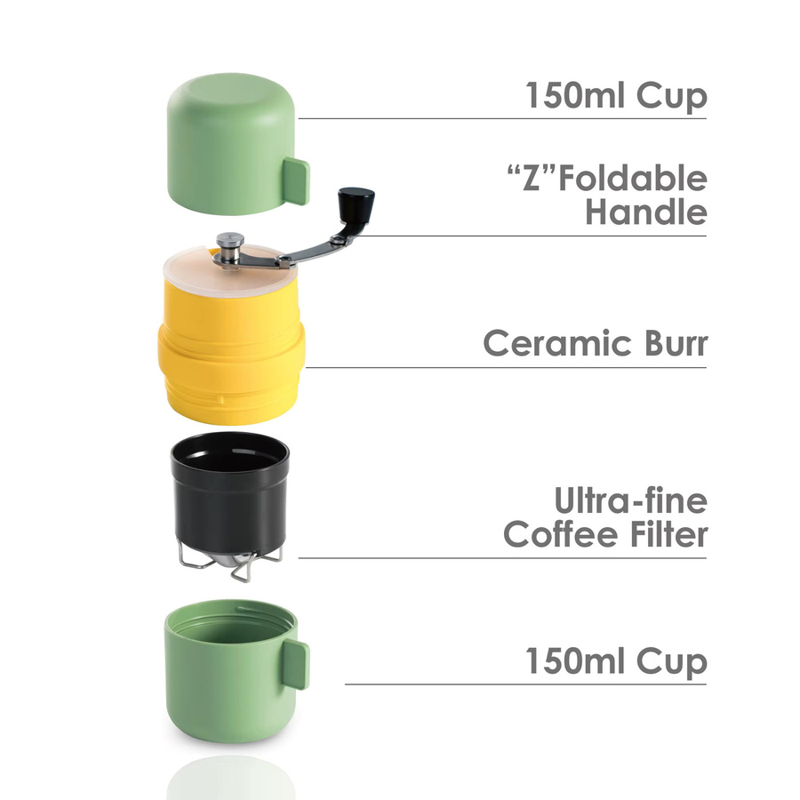 3 in 1 Manuelle Kaffeemühle Tragbare Handkaffeemühle mit Einstellbarer Mahlstufe und Filter für Kaffeebohnen - Bild 2