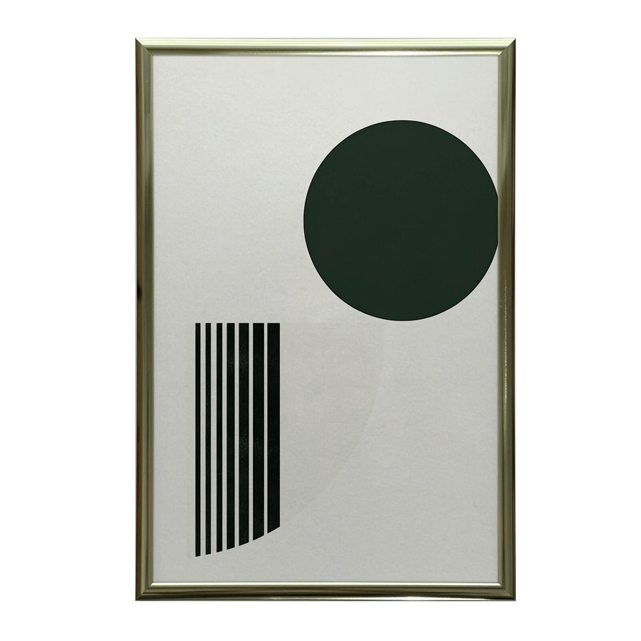 Abstrakter Grüner Kreis Wandbild von iKable in Grün und Weiß mit goldenem Aluminiumrahmen, Breite: 50 cm, Höhe: 70 cm - Bild 2