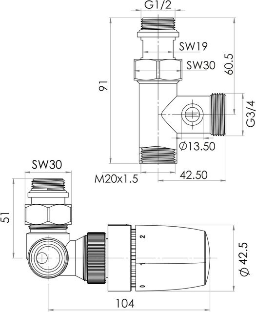 Schulte ExpressPlus Thermostat-Set Mischbetrieb in Silber verchromt - Bild 1