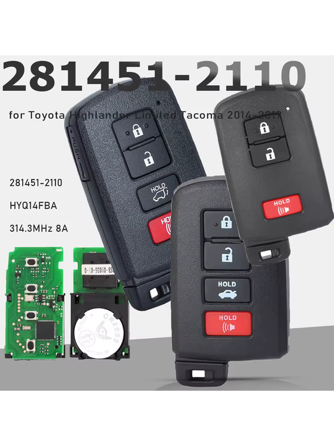 KEYECU Smart Remote Key Keyless Go Fob 281451-2110 in Schwarz für Toyota Highlander Limited und Tacoma 2014-2019 (314,3 MHz/433 MHz) - Bild 7