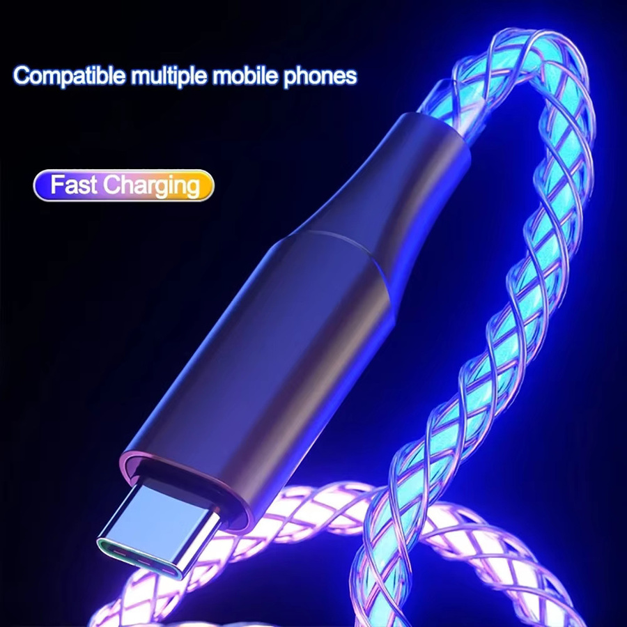 RGB USB Typ C Schnelllade-Datenkabel mit 66W und 6A für iPhone 14 15, Xiaomi K50, Samsung und Huawei P50, Mehrfarbig - Bild 5