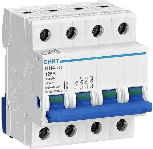 Chint Hauptschalter 398035, 4-polig, 125A, Blau und Weiß - Bild 1