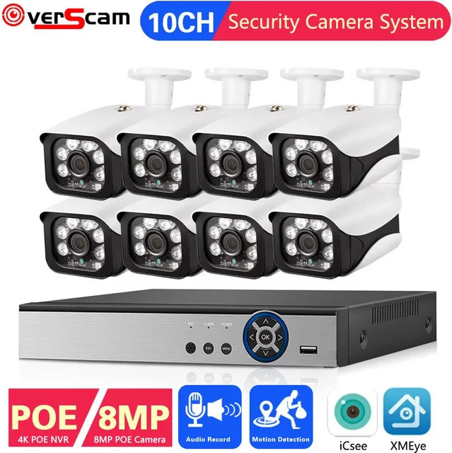 NINIVISION 4K PoE CCTV-Kamerasystem-Set mit 8MP IP-Sicherheitskameras und NVR Kit für die wasserdichte Outdoor-Videoüberwachung via Ethernet/LAN - Bild 1