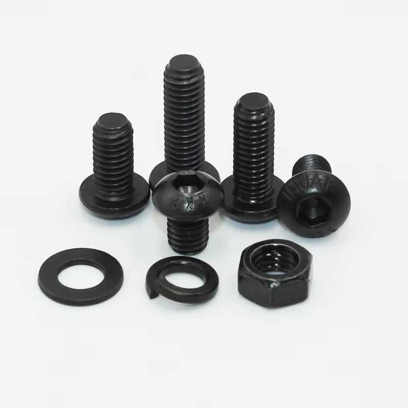 YMAX Inbusschrauben Set aus schwarzem Kohlenstoffstahl mit Mutter und Unterlegscheibe, Innensechskant Rundkopfschrauben Güteklasse 10,9, M2 M3 M4 M5 M6 - Bild 3