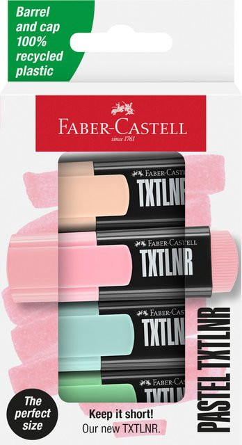 Faber Castell Textmarker TXTLNR Pastell Set mit 4 Farben in Rosa, Purpurrosa, Flieder und Türkis - Bild 1