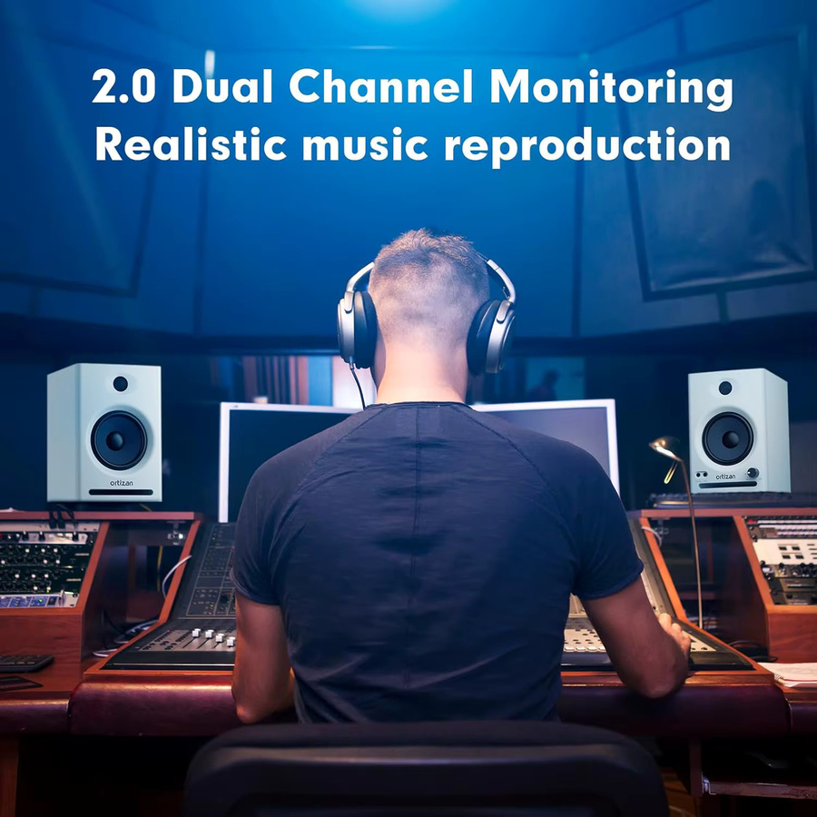Ortizan Audio Bookshelf Aktivlautsprecher Studio Monitor mit Bluetooth 5.3 und USB DAC für Computer, TV und HiFi-Systeme - Bild 6