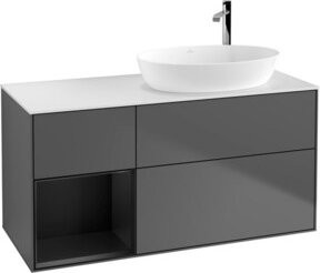 V&B Finion Waschtischunterschrank mit Wandbeleuchtung, Farbe Anthrazit lackiert, Breite: 120 cm, Tiefe: 50,1 cm, Höhe: 50,1 cm - Bild 1