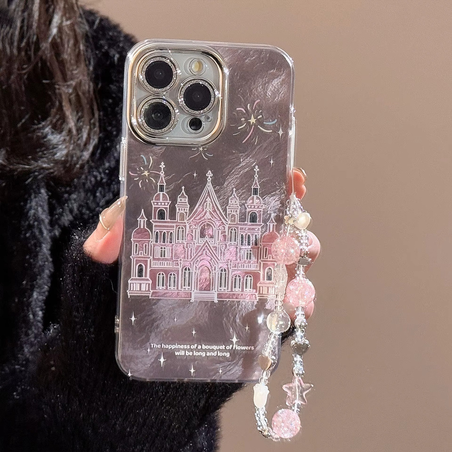 MUQGEW Handyhülle mit Lanyard und Glitzerlinsenfolie in Pink für iPhone Modelle, stoßfeste Abdeckung - Bild 3