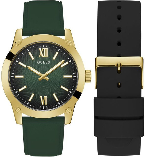 Guess Armbanduhr, Quarz, Edelstahl, 44 mm, Herren, Schwarz, Leder - Bild 1